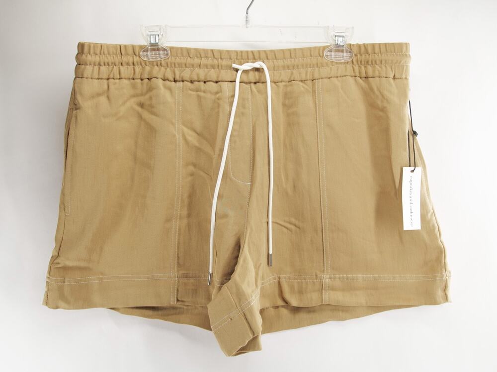 Cupcakes and Cashmere NWT Women's XL Drawstring Utility Shorts Camel Tan Stitch